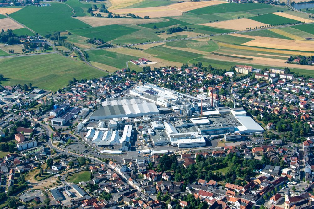 Aerial photograph Mitterteich - Technical facilities of Schott AG on Erich-Schott-Strasse in Mitterteich in the state Bavaria, Germany