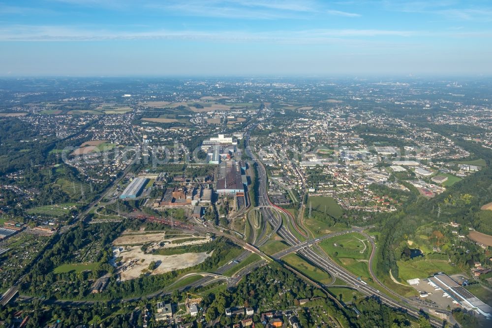 Aerial photograph Bochum - Technical equipment and production facilities of the steelworks of thyssenkrupp Steel Europe AG in the district Wattenscheid in Bochum in the state North Rhine-Westphalia, Germany