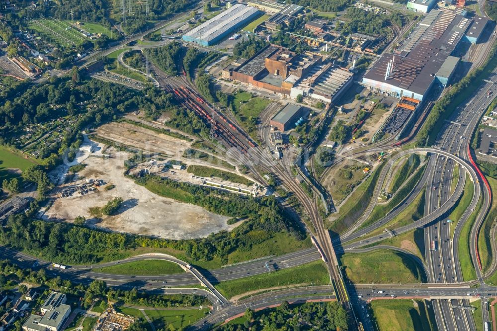 Bochum from above - Technical equipment and production facilities of the steelworks of thyssenkrupp Steel Europe AG in the district Wattenscheid in Bochum in the state North Rhine-Westphalia, Germany