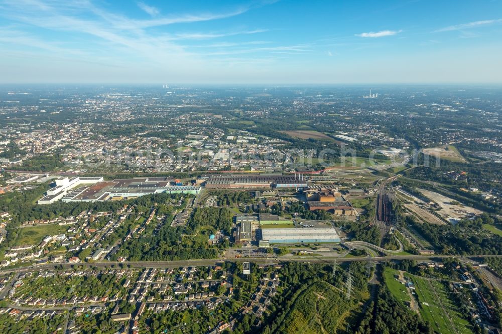 Bochum from above - Technical equipment and production facilities of the steelworks of thyssenkrupp Steel Europe AG in the district Wattenscheid in Bochum in the state North Rhine-Westphalia, Germany