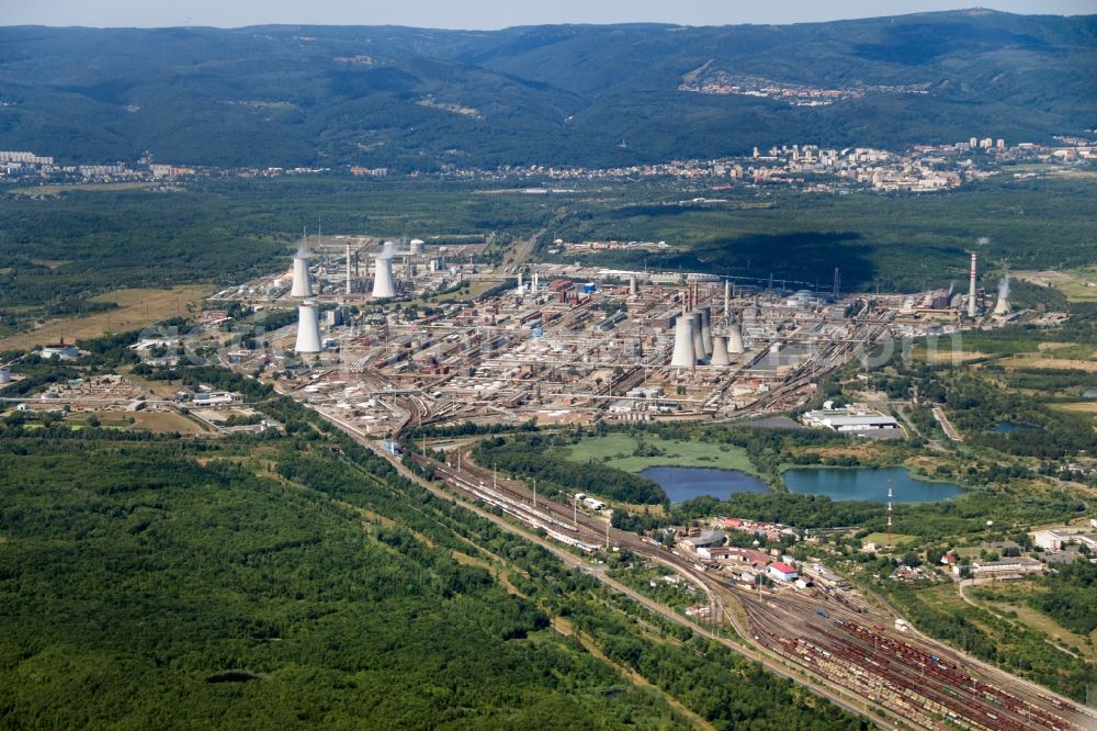 Aerial photograph Litvínov - View of the refineries of the Unipetrol RPA in Litvínov in Czech Republic. It is one of the largest refineries in Europe. The production comprises refinery and petrochemical products. The Orlen group belongs to the company