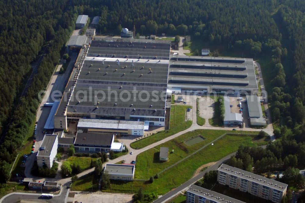 Aerial photograph Ilmenau - Blick auf die Technischen Glaswerke Ilmenau GmbH Am Vogelherd 74 in 98693 Ilmenau Telefon: +49-(0)3677-665 0 Fax: +49-(0)3677-665 100 E-mail: info@tgi-glas.com