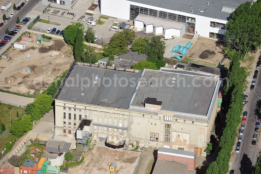 Aerial image Berlin Friedrichshain - View of the Techno - Club Berghain at Am Wriezener Bahnhof in Berlin / Friedrichshain