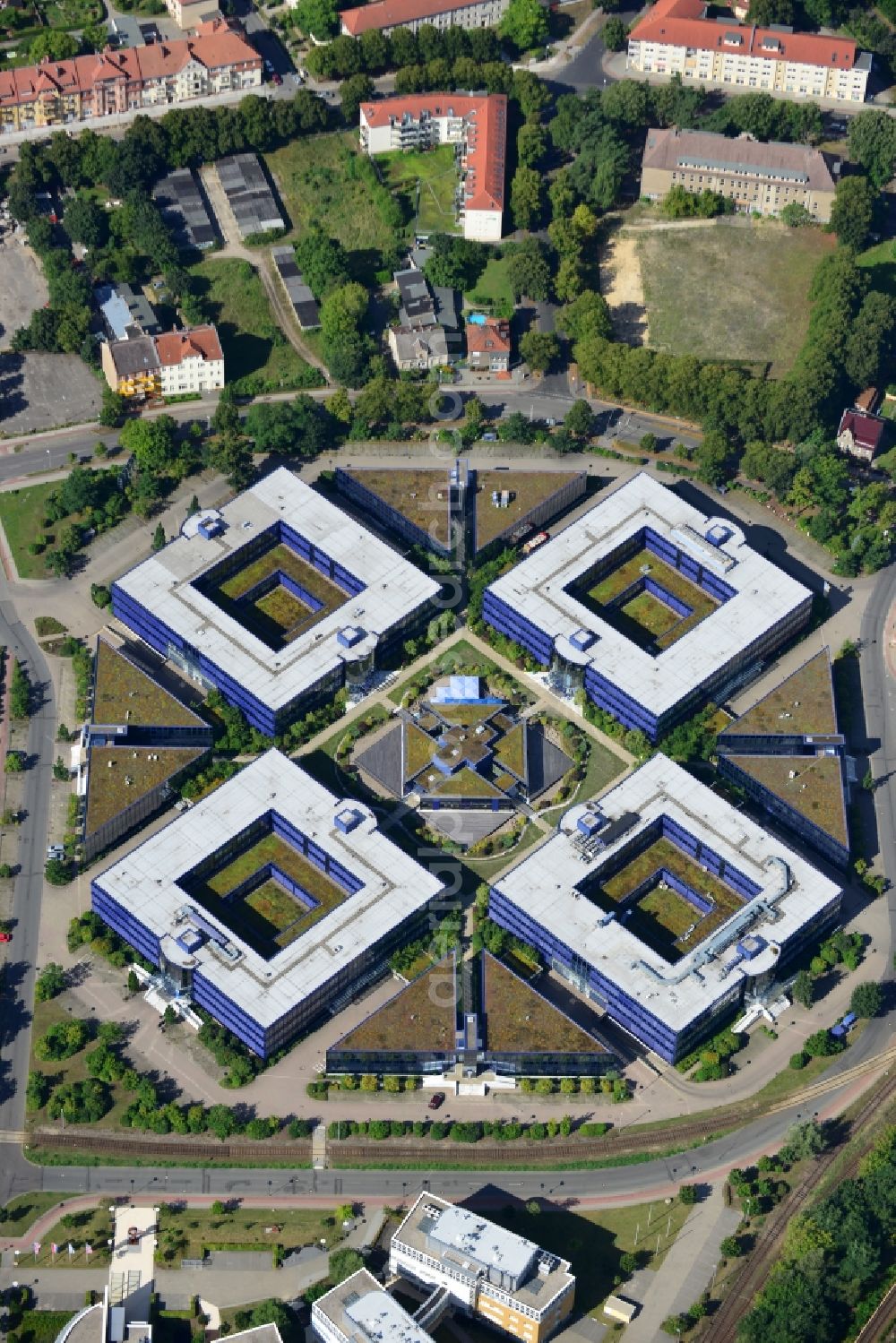 Aerial image Hennigsdorf - Grounds of the Blue Wonder Technology Center in Hennigsdorf in Brandenburg. The technology park Hennigsdorf North offers a business park land for commercial, industrial, service and production