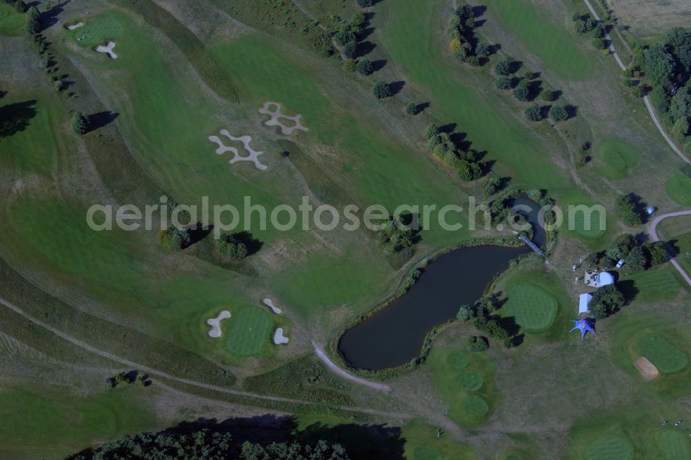 Aerial image Wandlitz - Pond at the grounds of the golf course of the Golfclub Prenden in Wandlitz in the state Brandenburg