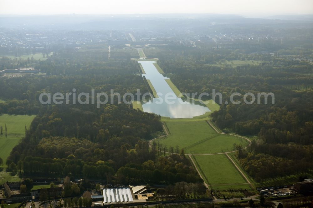 Versailles from the bird's eye view: Lake in the park of the castle Versailles in Versailles in Ile-de-France, France