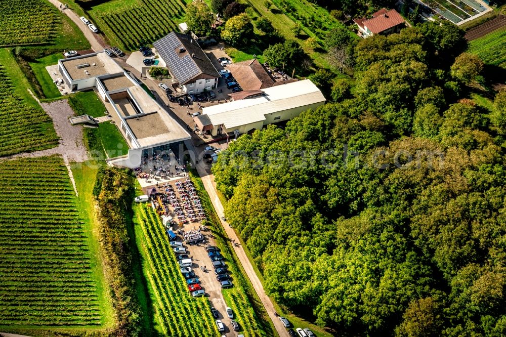 Aerial photograph Ettenheim - Participants at the event area kultur and Wein in Weingut Weber in Ettenheim in the state Baden-Wurttemberg, Germany