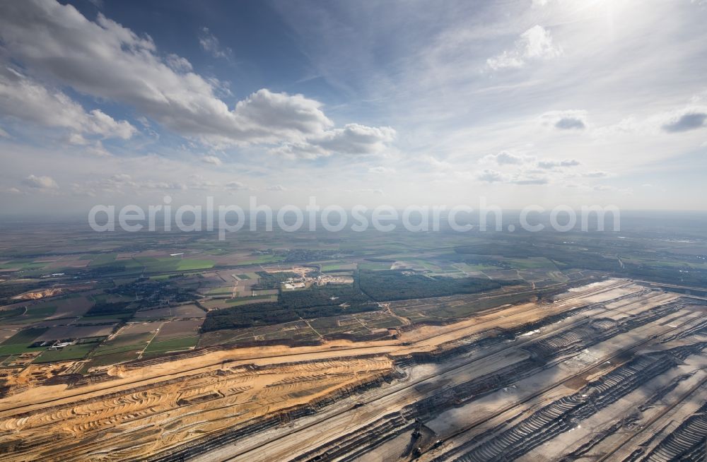 Aerial image Hambach - Participant of a political protest demonstration against the clearing of the forest Hambacher Forst in Hambach in the state North Rhine-Westphalia, Germany