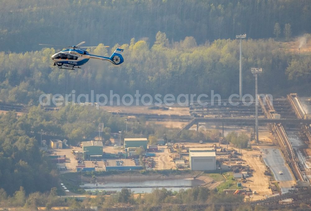 Aerial image Hambach - Participant of a political protest demonstration against the clearing of the forest Hambacher Forst in Hambach in the state North Rhine-Westphalia, Germany