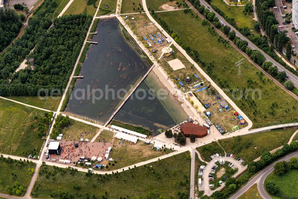 Lahr/Schwarzwald from the bird's eye view: Participants of the sporting event Landes Turnfest Baden- Wuerttemberg in Lahr on 27.Mai 2022 at the event area in Lahr/Schwarzwald in the state Baden-Wuerttemberg, Germany