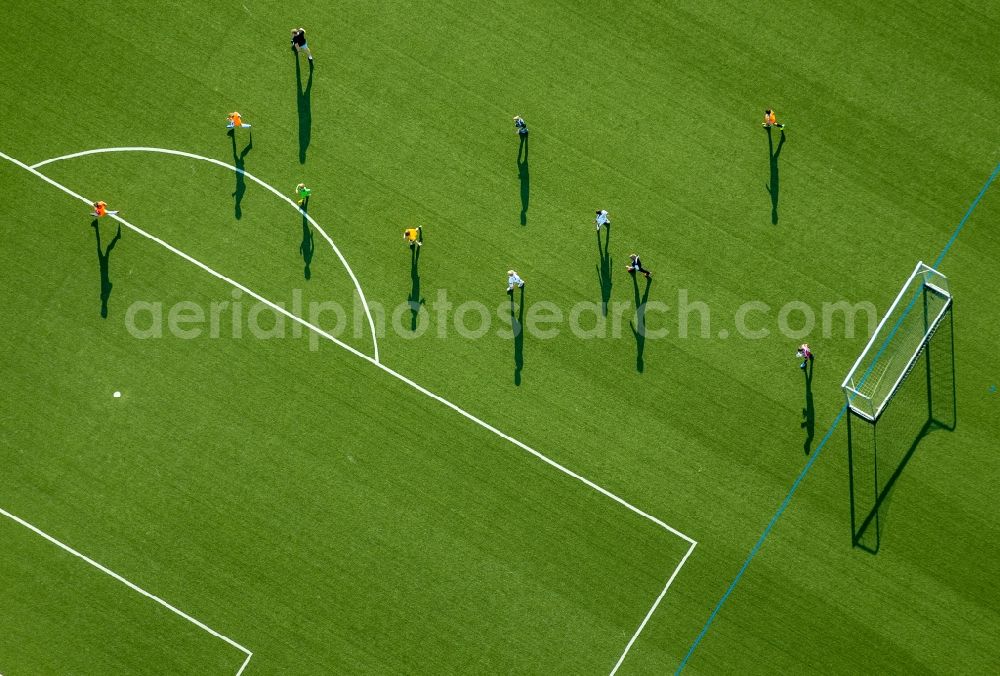 Sprockhövel from the bird's eye view: Participants of the training at the sport area in Sprockhoevel in the state North Rhine-Westphalia