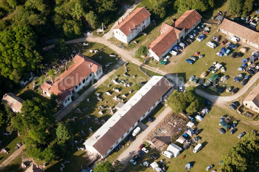 Veckring from the bird's eye view: Participants of the training at the sport area Paintball Veckring in Veckring in Grand Est, France