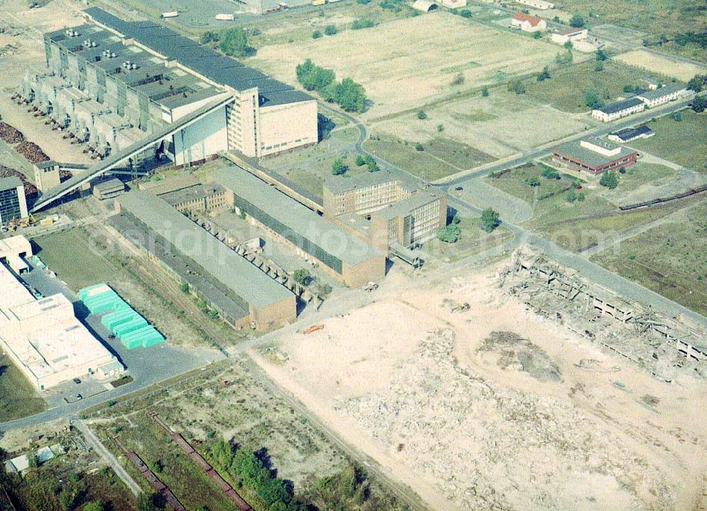 Aerial image Lübbenau / Brandenburg - Teilweise abgerissenes Strom - und Heizkradftwerk Lübbenau in Brandenburg.