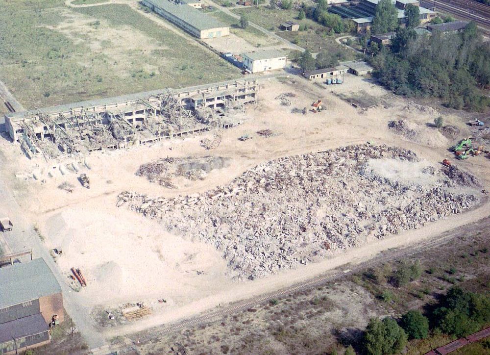 Aerial image Lübbenau / Brandenburg - Teilweise abgerissenes Strom- und Heizkraftwerk Lübbenau in Brandenburg.