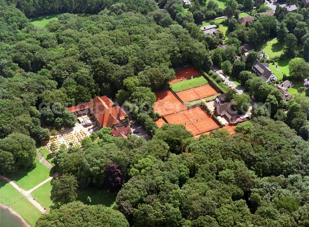 Aerial image Krefeld - Tennis sports court in the city forest in Krefeld in North Rhine-Westphalia