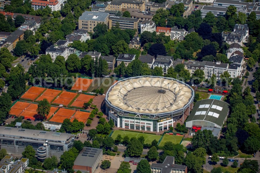 Hamburg from above - The tennis arena at Rothenbaum in Hamburg. The ATP tournament in Hamburg (official German International Open) is a German men's tennis tournament which is held annually at Hamburg Rothenbaum