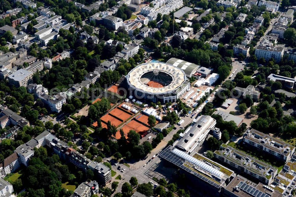 Aerial image Hamburg - The tennis arena at Rothenbaum in Hamburg. The ATP tournament in Hamburg (official German International Open) is a German men's tennis tournament which is held annually at Hamburg Rothenbaum