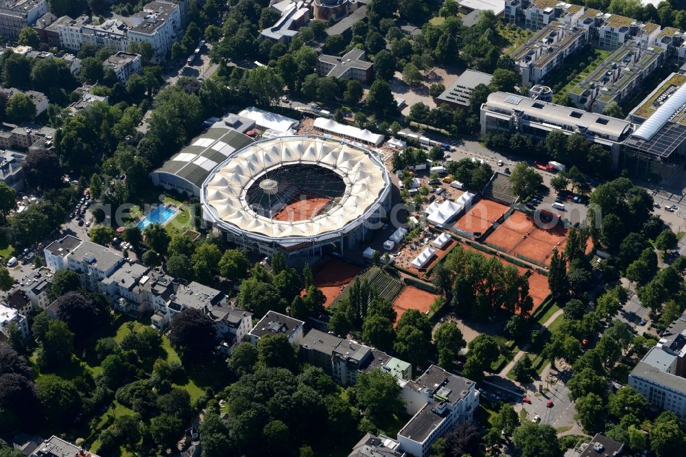 Hamburg from above - The tennis arena at Rothenbaum in Hamburg. The ATP tournament in Hamburg (official German International Open) is a German men's tennis tournament which is held annually at Hamburg Rothenbaum