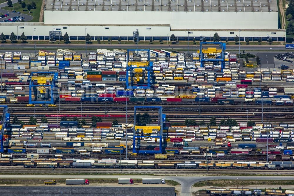 Aerial photograph Mannheim - Terminal and quays of the MCT Mannheim Container Terminal Rhein-Neckar GmbH in Mannheim in Baden-Wuerttemberg