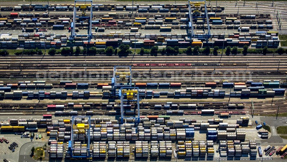 Aerial image Mannheim - Terminal and quays of the MCT Mannheim Container Terminal Rhein-Neckar GmbH in Mannheim in Baden-Wuerttemberg