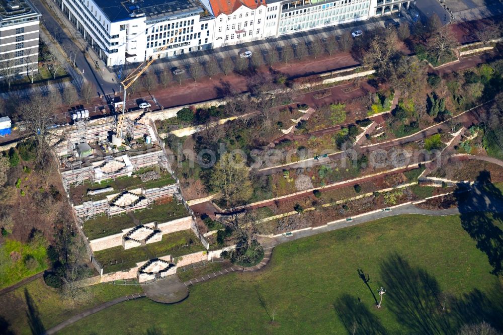 Kassel from the bird's eye view: Steps of the terraced park on Schoene Aussicht in Kassel in the state Hesse, Germany