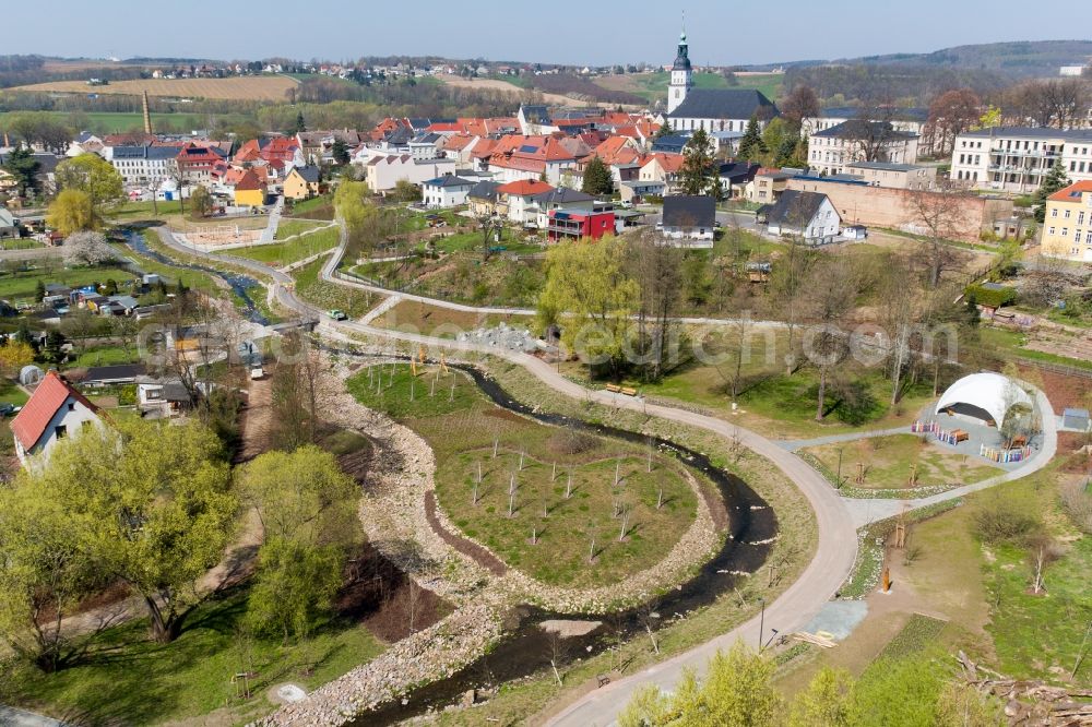 Frankenberg/Sa. from the bird's eye view: Steps of the terraced park on Muehlbach in Frankenberg/Sa. in the state Saxony, Germany