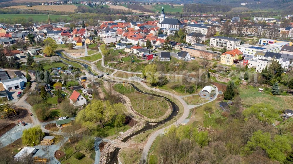 Frankenberg/Sa. from the bird's eye view: Steps of the terraced park on Muehlbach in Frankenberg/Sa. in the state Saxony, Germany