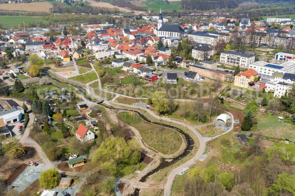 Aerial photograph Frankenberg/Sa. - Steps of the terraced park on Muehlbach in Frankenberg/Sa. in the state Saxony, Germany