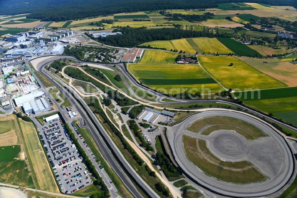 Weissach from the bird's eye view: Test track and practice area in the driving safety center of Porsche Entwicklungszentrum in Weissach in the state Baden-Wurttemberg, Germany