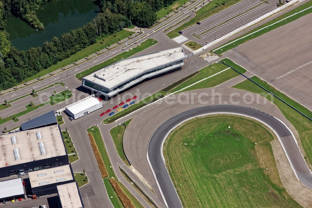 Aerial photograph Neuburg an der Donau - Test track and practice area for training in the driving safety center Audi driving experience in Neuburg an der Donau in the state Bavaria