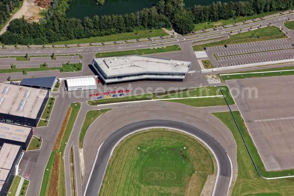 Neuburg an der Donau from above - Test track and practice area for training in the driving safety center Audi driving experience in Neuburg an der Donau in the state Bavaria