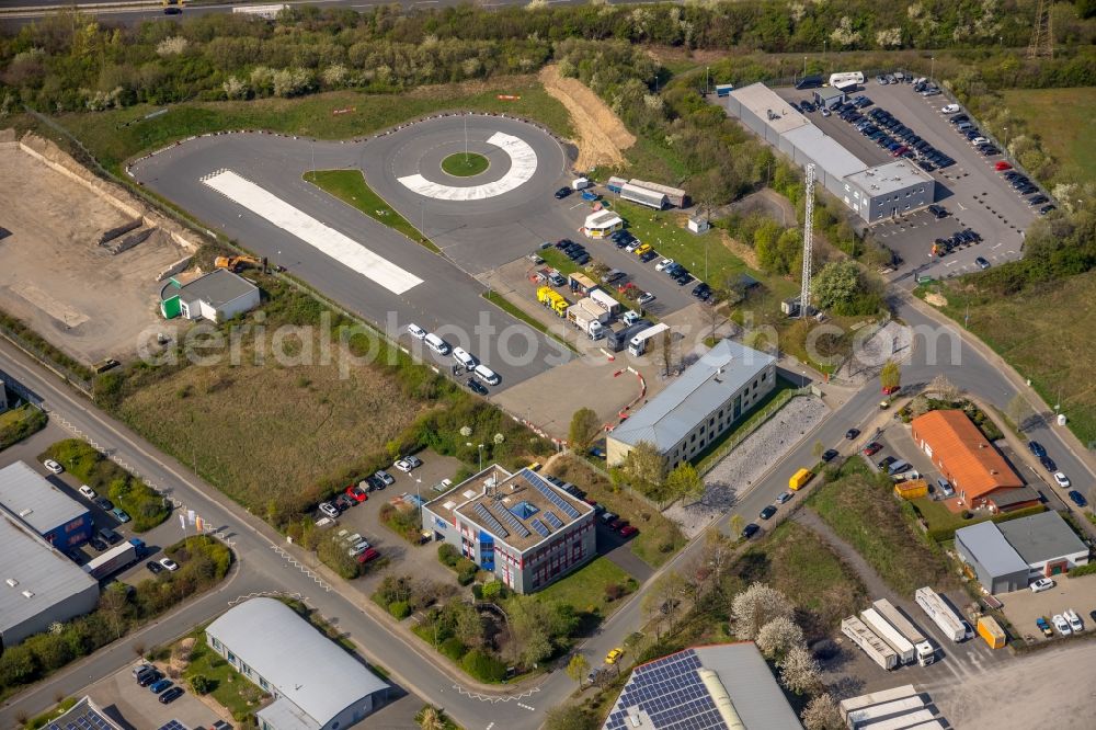 Aerial photograph Unna - Test track and practice area for training in the driving safety center MOVE Verkehrsbildungszentrum Unna on Rudolf-Diesel-Strasse in Unna in the state North Rhine-Westphalia, Germany