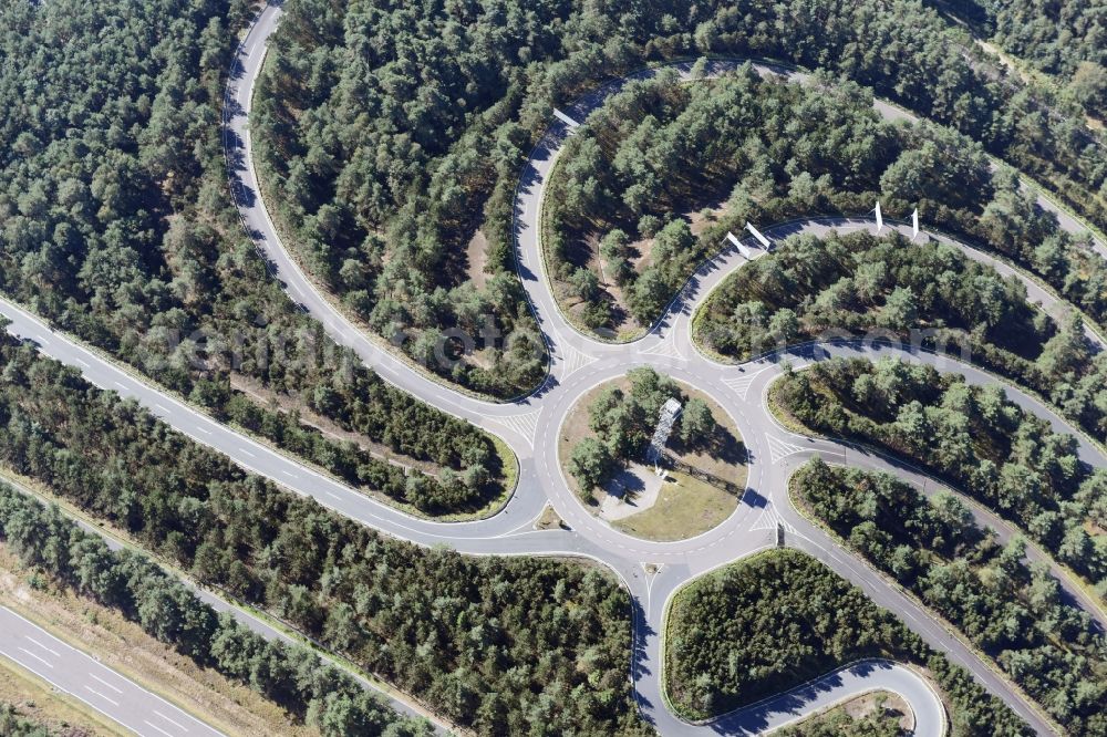 Wittingen from the bird's eye view: Test track and practice area for training in the driving safety center Volkswagen AG Testgelaende Ehra-Lessien in Wittingen in the state Lower Saxony