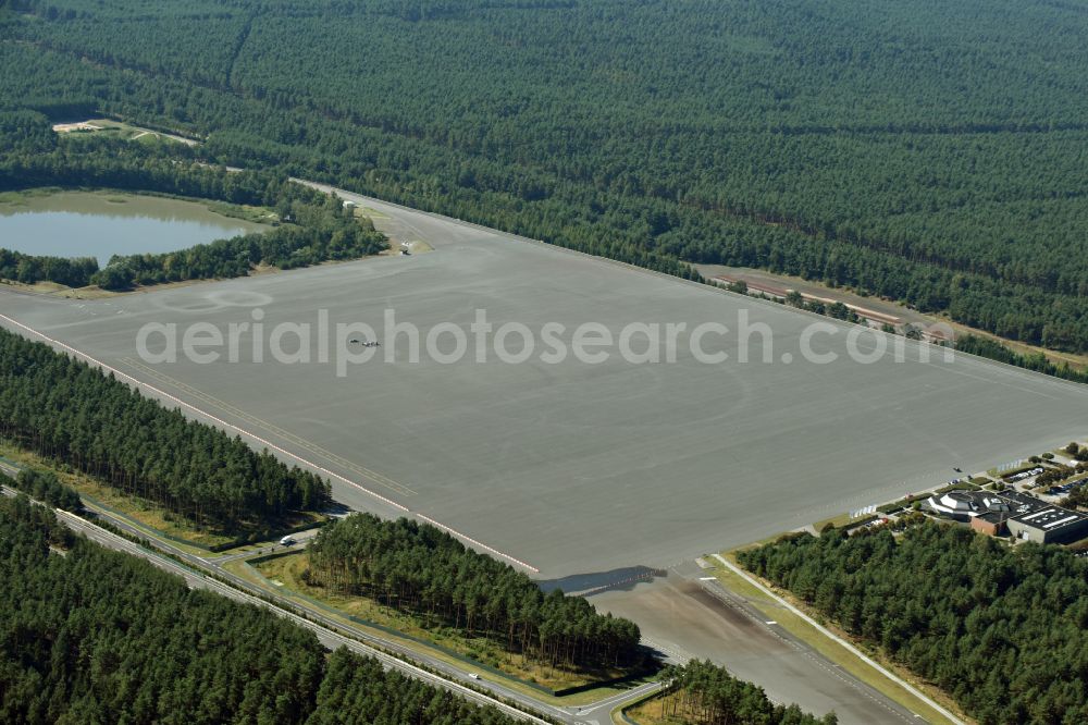 Wittingen from above - Test track and practice area for training in the driving safety center and traffic training area Volkswagen AG test site Ehra-Lessien in a forest and woodland area in Wittingen in the state of Lower Saxony