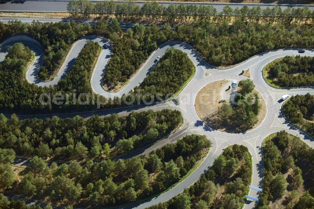 Wittingen from above - Test track and practice area for training in the driving safety center Volkswagen AG Testgelaende Ehra-Lessien in Wittingen in the state Lower Saxony