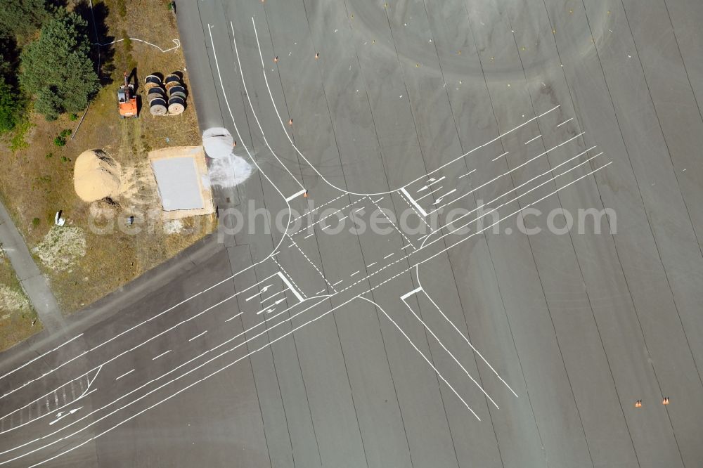 Wittingen from above - Test track and practice area for training in the driving safety center Volkswagen AG Testgelaende Ehra-Lessien in Wittingen in the state Lower Saxony