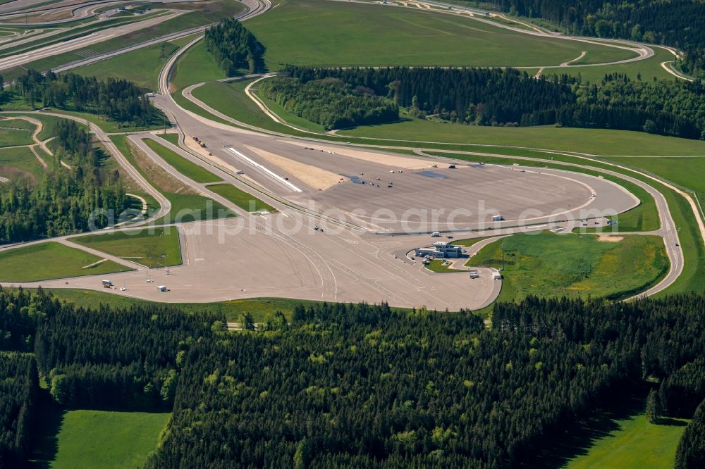 Immendingen from above - Test track and practice area for training in the driving safety center of Daimler AG Pruef- and Technologiezentrum Am Talmannsberg in Immendingen in the state Baden-Wurttemberg, Germany