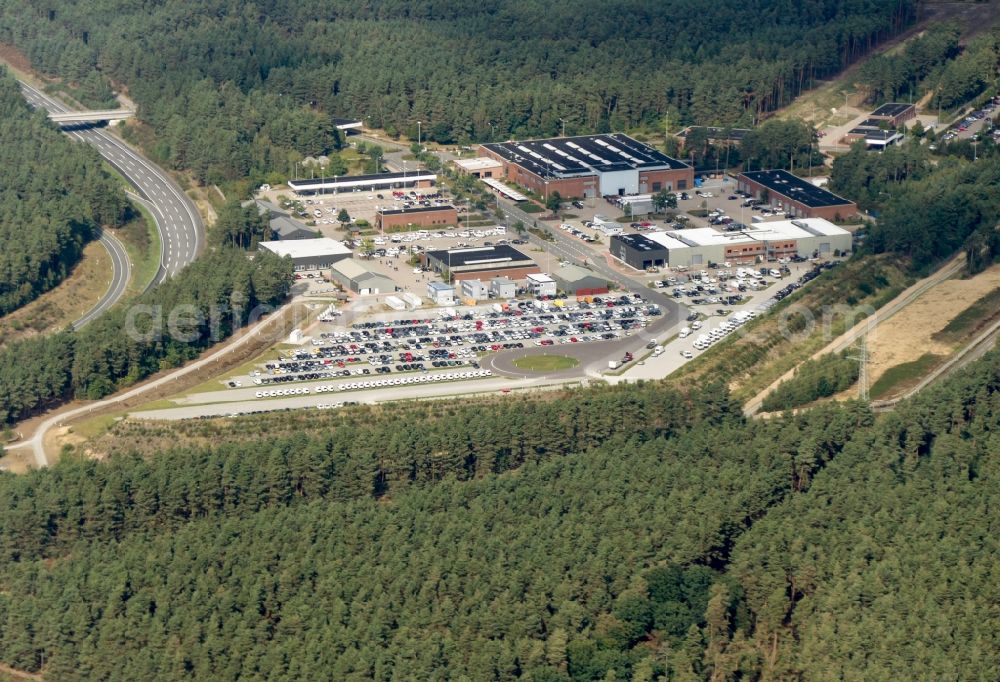 Ehra-Lessien from above - Test track of in Ehra-Lessien Volkswagen AG in Lower Saxony. The Ehra-Lessien, also test site Ehra, site is a testing ground for motor vehicles of the Volkswagen AG. It is the biggest site worldwide