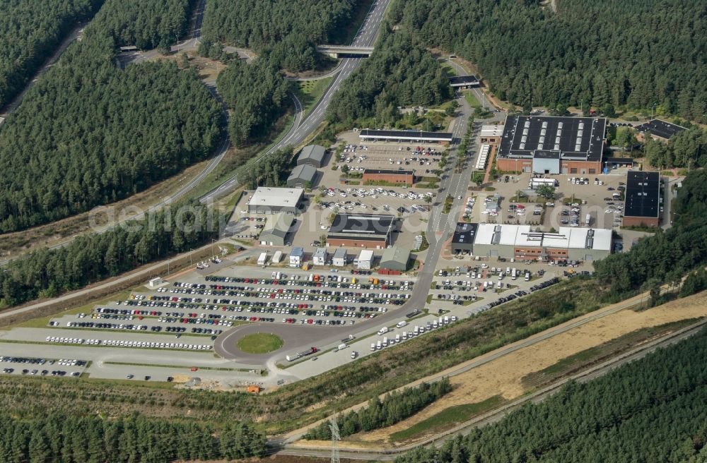 Aerial image Ehra-Lessien - Test track of in Ehra-Lessien Volkswagen AG in Lower Saxony. The Ehra-Lessien, also test site Ehra, site is a testing ground for motor vehicles of the Volkswagen AG. It is the biggest site worldwide