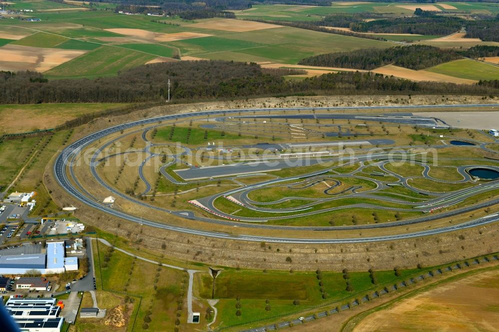 Aerial photograph Boxberg - Test track and training ground for training in the driving safety center and traffic training ground of Bosch Mobility Solutions in the district of Windischbuch in Boxberg in the state of Baden-Wuerttemberg