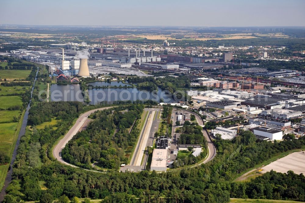 Wolfsburg from above - View of test track at Volkswagen site in Wolfsburg in Lower Saxony