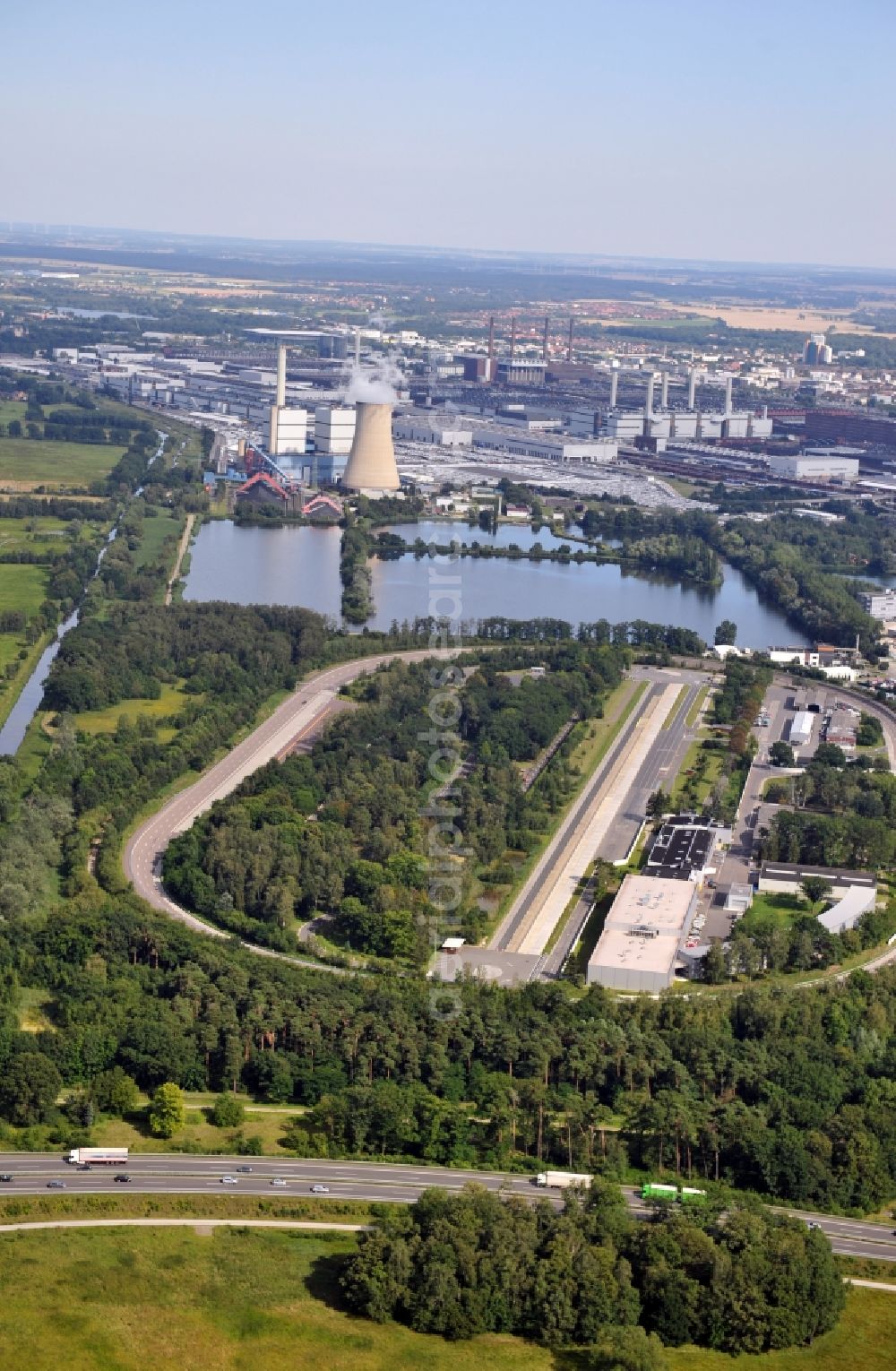 Wolfsburg from the bird's eye view: View of test track at Volkswagen site in Wolfsburg in Lower Saxony