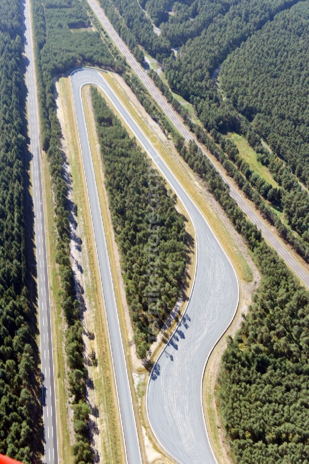 Wittingen from above - Test track and practice area for training in the driving safety center Volkswagen AG Testgelaende Ehra-Lessien in Wittingen in the state Lower Saxony