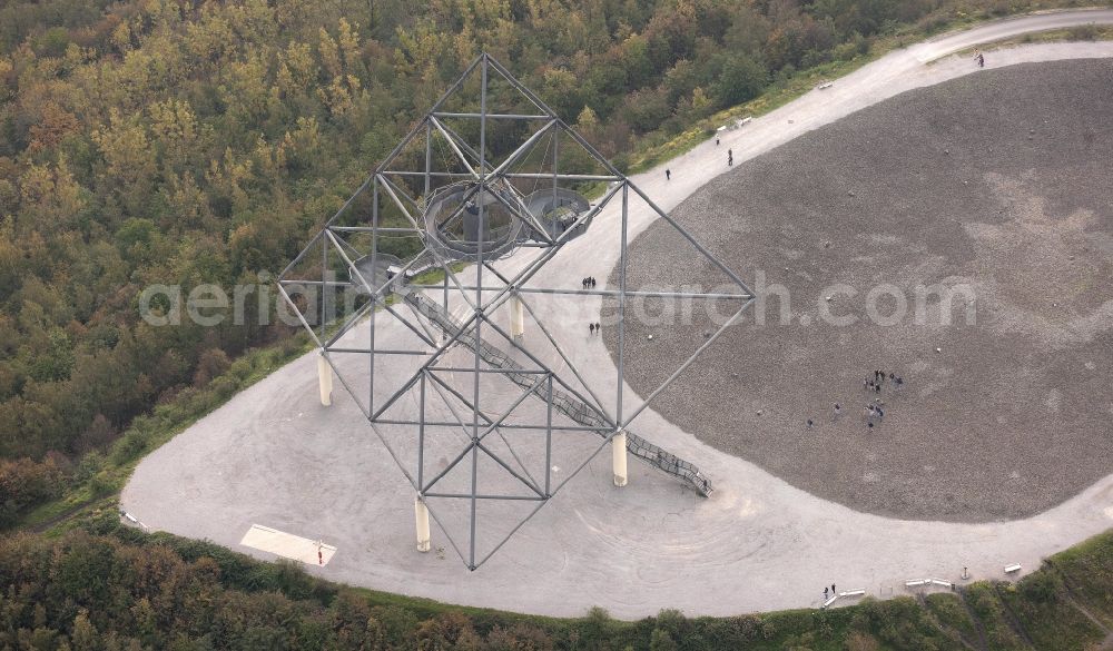 Bottrop from above - Tetrahedral halde with serpentine rise in Bottrop in North Rhine-Westphalia