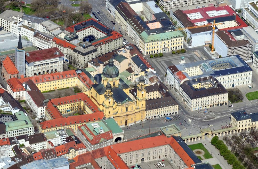 Aerial photograph München - View of the Theatinerkirche in Munich in the state Bavaria