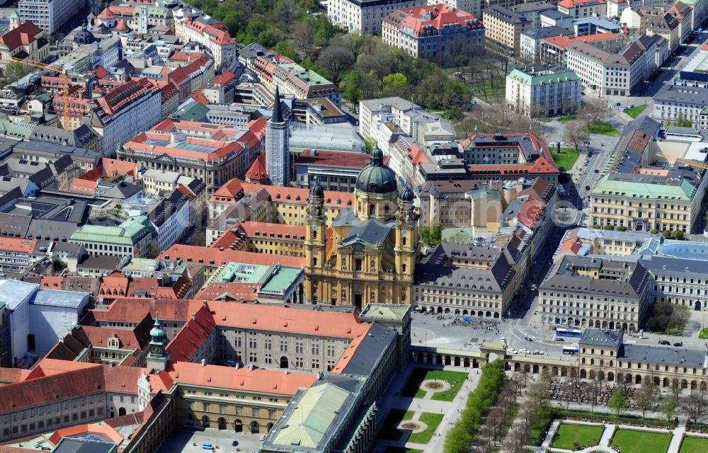 Aerial image München - View of the Theatinerkirche in Munich in the state Bavaria