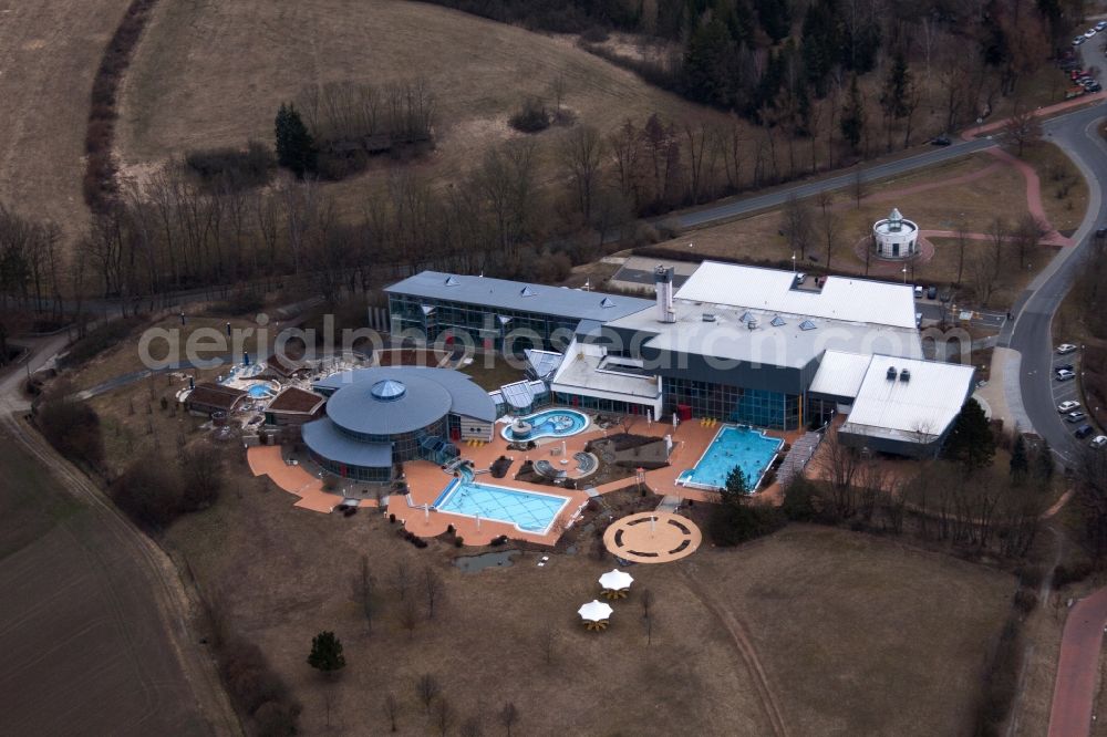 Bad Rodach from the bird's eye view: Spa and swimming pools at the swimming pool of the leisure facility in Bad Rodach in the state Bavaria