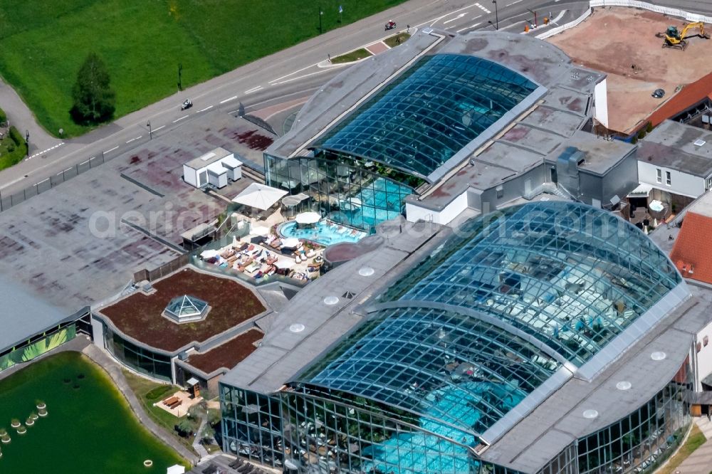 Aerial image Titisee-Neustadt - Spa and swimming pools at the swimming pool of the leisure facility Badeparadies Schwarzwald in Titisee-Neustadt in the state Baden-Wurttemberg, Germany