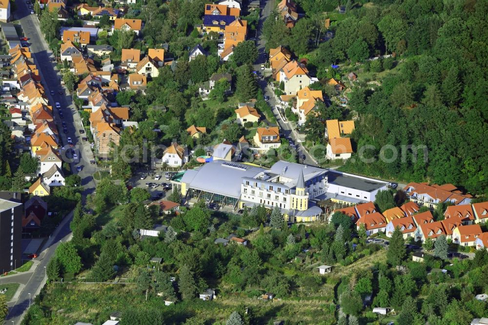 Wernigerode from above - Spa and swimming pools at the swimming pool of the leisure facility Hasseroeder Ferienpark Nesseltal in Wernigerode in the state Saxony-Anhalt, Germany