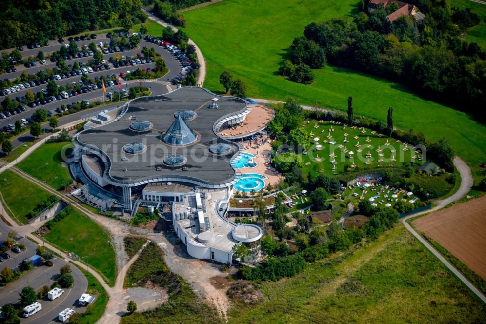 Aerial photograph Bad Kissingen - Spa and swimming pools at the swimming pool of the leisure facility KissSalis Therme in the district Garitz in Bad Kissingen in the state Bavaria, Germany